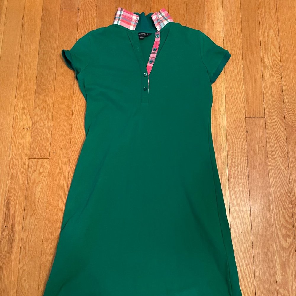 Like New Lands' End Green SS Rugby Polo Dress, Madress collar, XXS/P, 0
